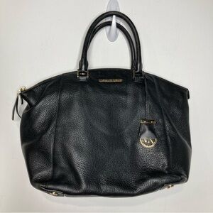 Michael Kors black pebbled leather handbag large‎